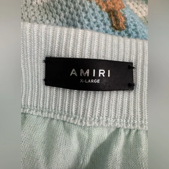 NWT Amiri Paradise Crochet Shorts in Cerulean